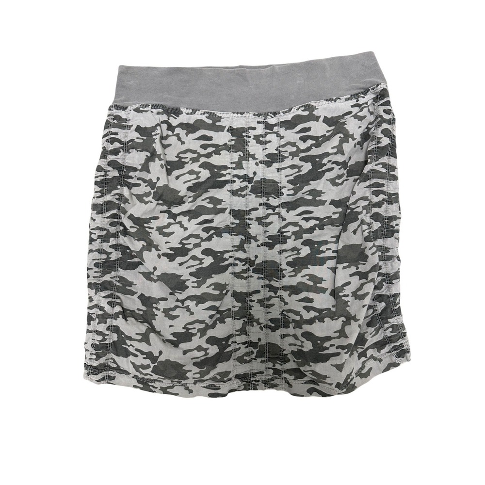 Mac and Me Womens Grey/Green Camo Ruched Mini Skirt Size M Cotton Blend Stretch